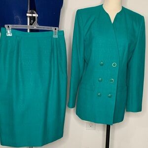 Kasper Suit set size 10 women’s Elegant Teal Double-Breasted Women's Blazer